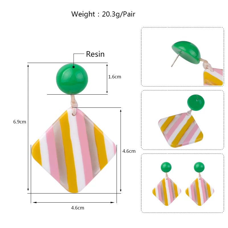 Classic Fashion Resin Earrings Bohemian for Women Big Long Round Geometric Acrylic Drop Earring for Girls Elegant Gifts Jewelry (6)