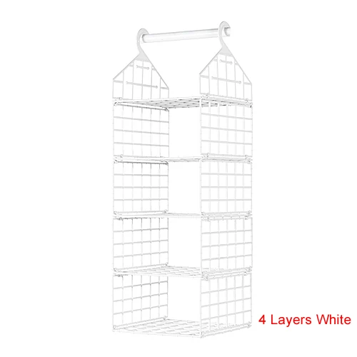 Clothes Hanging Organizers Wardrobe Closet Storage Box Hanging Pocket Garment Shelf Underwear Shoes Holder Accessories Supplies - Цвет: 4 Layers White