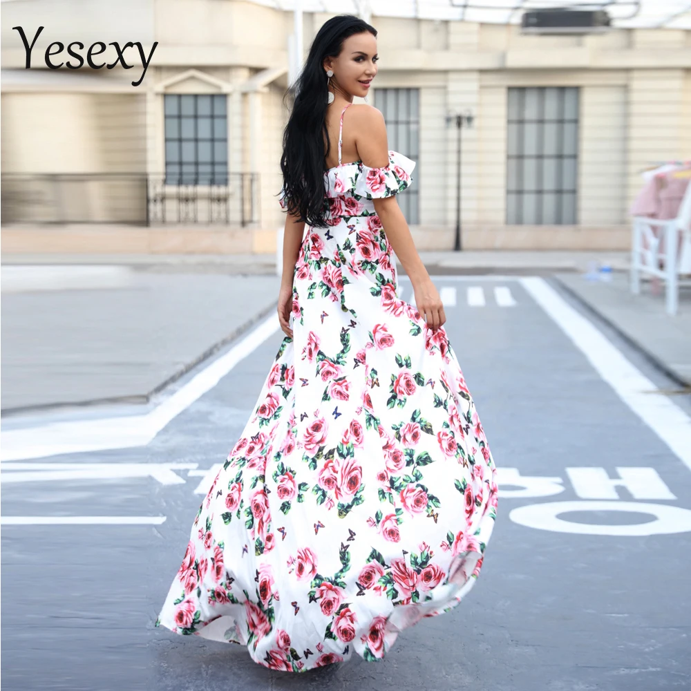 Платье с цветочным принтом Yesexy элегантное платье коротким рукавом и глубоким