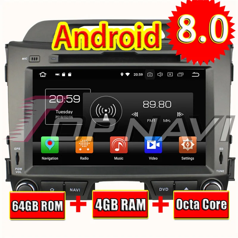 TOPNAVI 8 'ɺndroid 0 Авто плеер для KIA Sportage 2010 2012 2011 DVD PC Мультимедиа Радио gps навигации