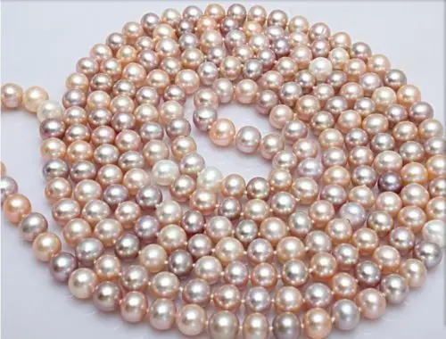 

Free Shipping >>>>>8-9mm natural south seas white pearl necklace 50inch 14K