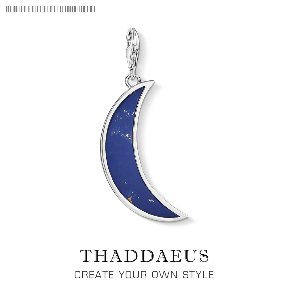 

Fashion Custom New 925 Sterling Silver Moon Dark Blue Pendants Charm for Women Girls Fit Bracelet Necklace Accessory Making