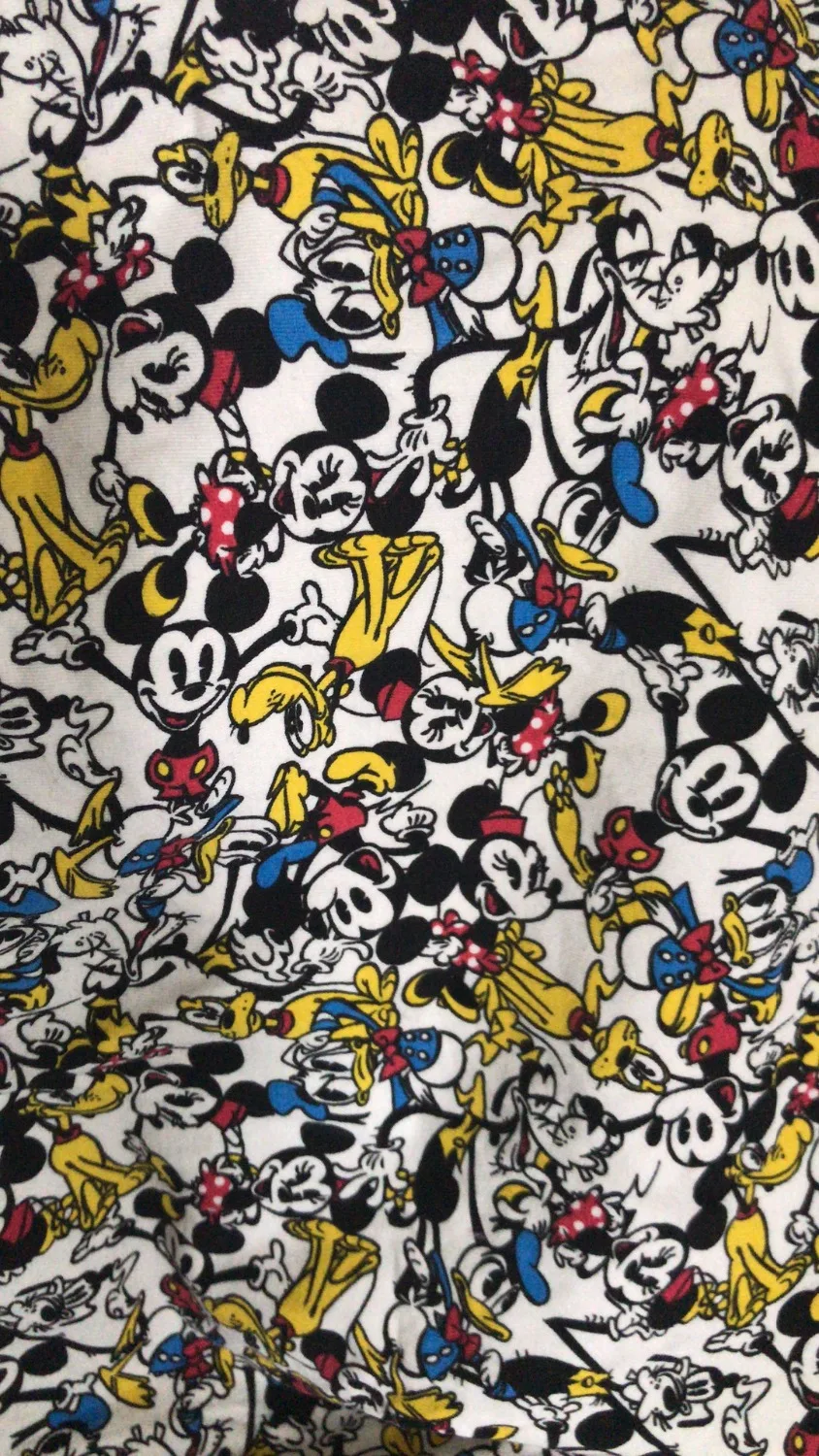 100*170 см мультфильм Минни Микки эластичные лайкра вязанная хлопковая ткань для Вышивание «сделай сам» Лоскутная работа рубашка маленьких девочек юбка Спортивная