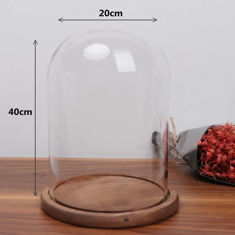 20*40 см диаметр = 20 см Высота = 40 см различная деревянная основа стеклянная купольная ваза стеклянная крышка ваза друг подарок домашнее свадебное украшение