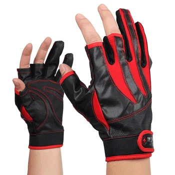 

SEWS-2Pcs/Set Fishing Gloves Exposed Three Fingers Non-Slip Warm Leather Quick-Drying Half Finger Gloves Cycling Fishing Suppl
