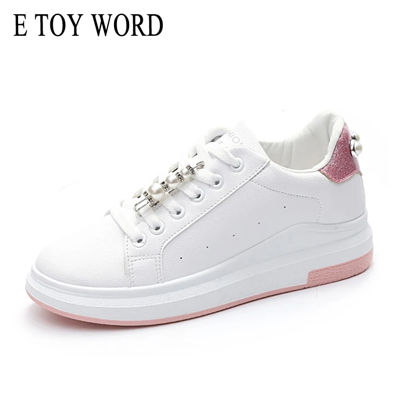 

E TOY WORD Spring Autumn Pearl Glitter Shoes Woman Loafers Women Shoes Lace Flats Casual Zapatos Mujer Comfortable Ladies Shoes