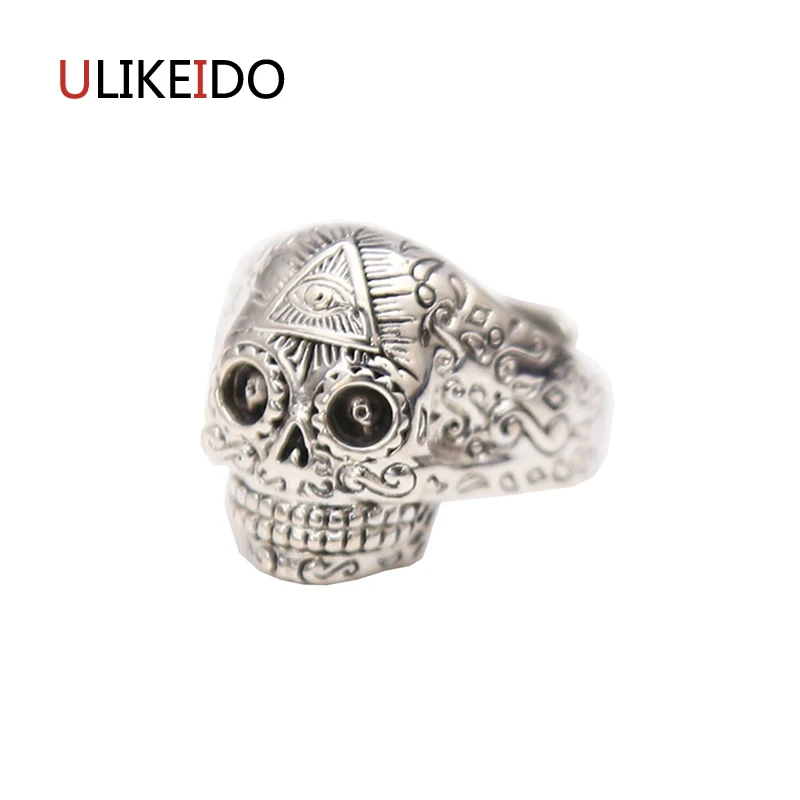 

Pure 925 Sterling Silver Jewelry Skull Rings Fashion Domineering Skeleton Punk Egyptian Pharaoh Mens Signet Ring New Gift 278