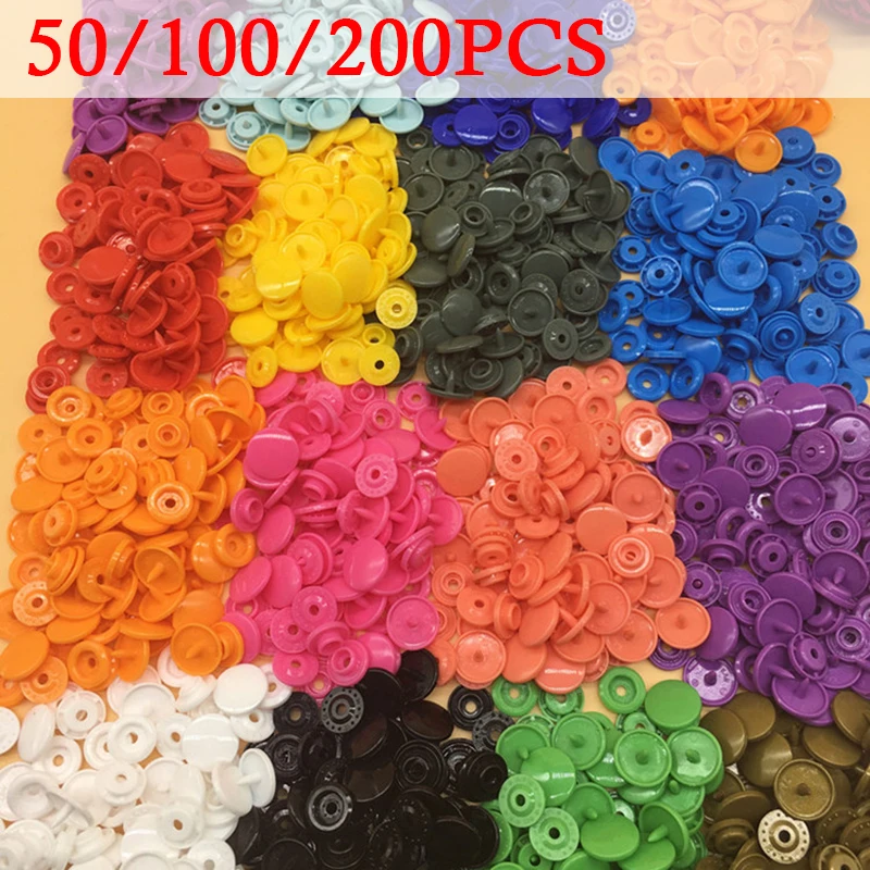 

100/150/200 Sets Kam T5 Round Plastic Snaps For Clothing Accessories Buttons Diy Press Stud Fasteners Poppers