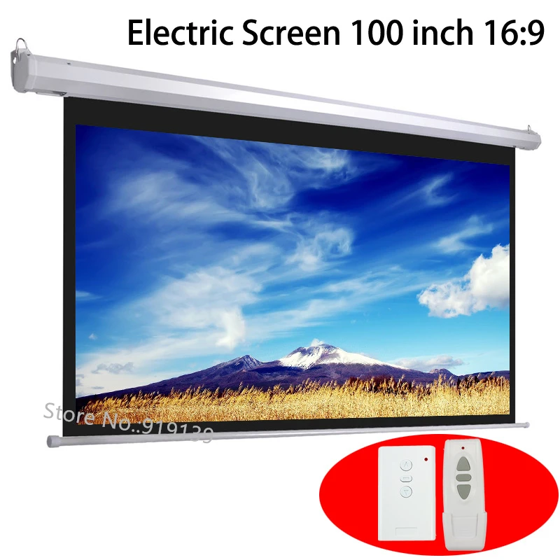  HD 100 Inch 16:9 Electric Screen For 3D LED DLP Projector Motorized Projection Screens DHL FedEx Qu - 32802636101