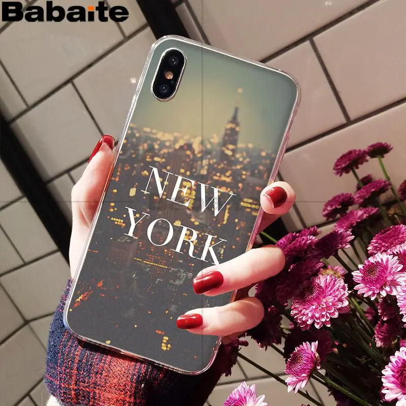 Babaite NYC Нью-Йорк городской пейзаж черный мягкий чехол для телефона Apple iPhone 8 7 6 6S Plus X XS MAX 5 5S SE XR Чехлы для мобильных телефонов