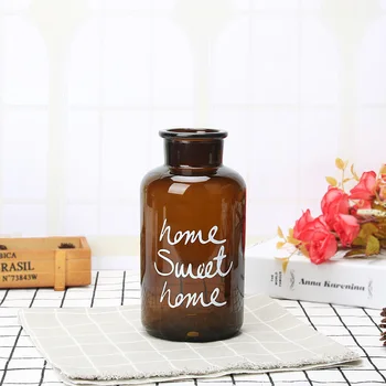 

New Flower GLass Bottle Fashion Brown Color Glass Flower Vase 1000ML Multi-use Glass Container Flower Vase SWEET HOME BOTTLE