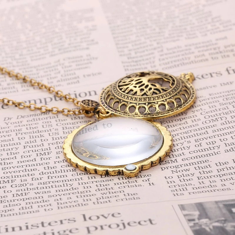 Retro Antique Statement Necklace Shellhard Crystal Cat Magnifying Glass Pendant Long Chain Necklace Fashion Jewelry For Women