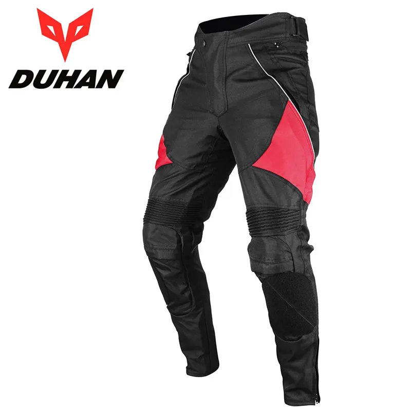 

Brand Men's Motorcycle Protective Waterproof Riding Black Pants DUHAN Oxford Cloth MOTO Windpoof Trousers with Knee Protection