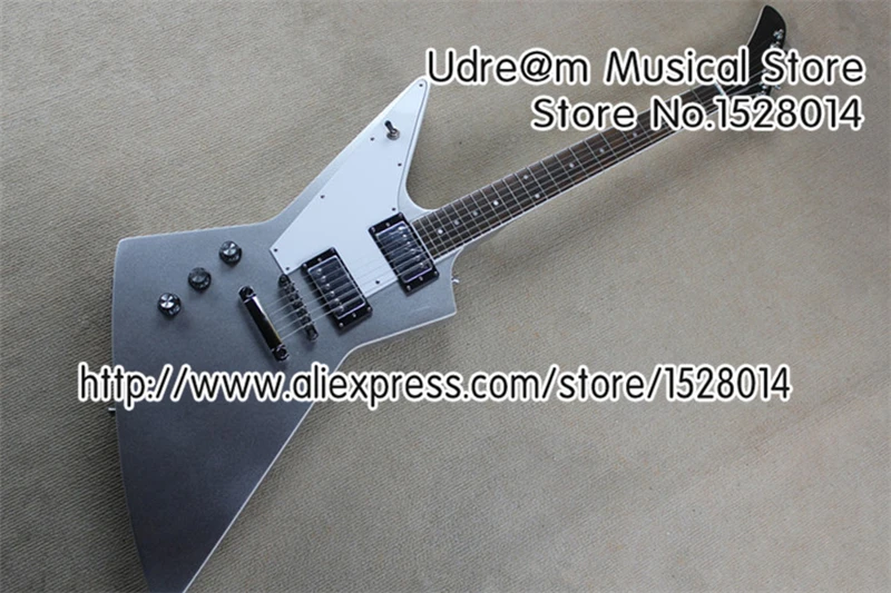 

China Left Handed Suneye Explorer Electric Guitars In Silver Color Chrome Hardware Guitar Free Shipping