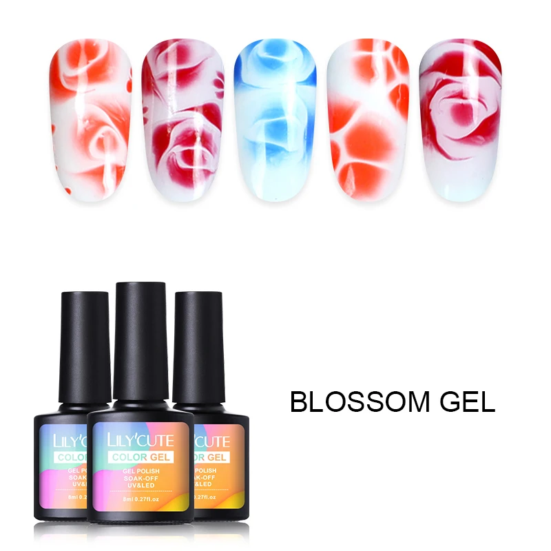 

LILYCUTE 8ml Blossom Gel White Transparent Black Blossm Gel Soak Off UV Gel Polish Nail Art Gel Lacquer