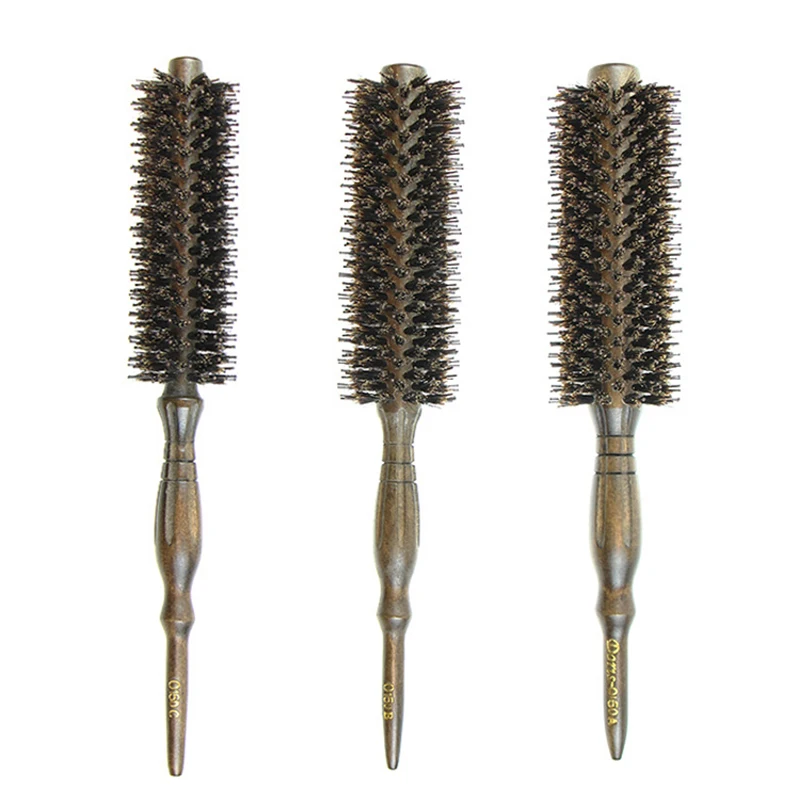 

3pcs/set 3 Sizes Natural Bristles Combs Non-slip Wooden Handle Round Brush Anti-static Massage Scalp Salon Styling Tools 1324