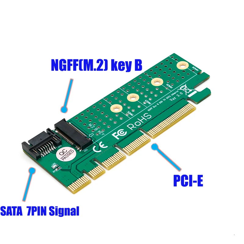 NGFF M.2 B Ключ SATA-Bus, с помощью которого можно SSD SATA3 адаптер PCI Express x1 x4 x8 x16 слот SATA кабель радиатор поддержки 2230 2242 2260 2280 M2 SSD