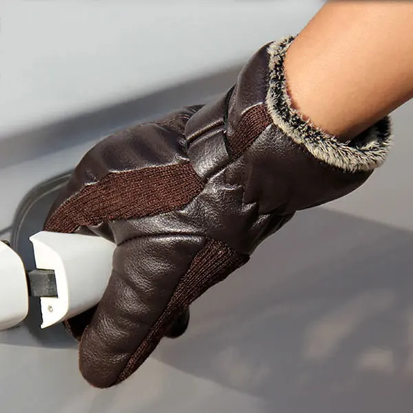 Unisex New Men's PU Leather Winter Super Driving Winter Thermal Warm Motorcycle Gloves Cashmere Cashmere Wonderful Gift