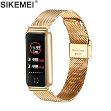SIKEMEI Фитнес умный Браслет Сталь запястье touch Цвет Экран Водонепроницаемый сердечного ритма крови Давление кислорода для iOS и Android