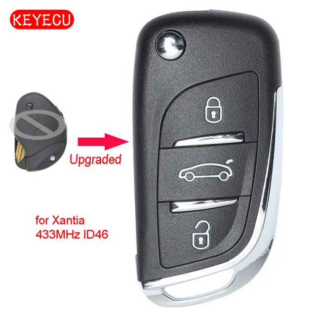 Keyecu Модернизированный флип-пульт дистанционного управления 3 кнопки Fob 434 МГц ID46 чип для peugeot Xantia SX9 автомобильные ключи