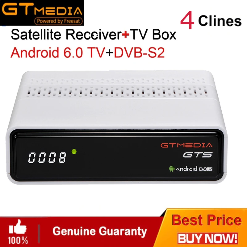 GTmedia GTS DVB-S2 спутниковый ресивер Amlogic S905D Android 6,0 ТВ коробке 2 ГБ Оперативная память 8 ГБ Встроенная память BT4.0 Set top коробка + 1 год Европа FreeCCcam