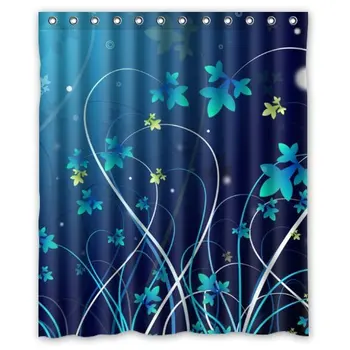 

Popular Fashion Nice Elegance Blue Flowers Pattern In Dark Blue 100% Polyester Waterproof Fabric Shower Curtain