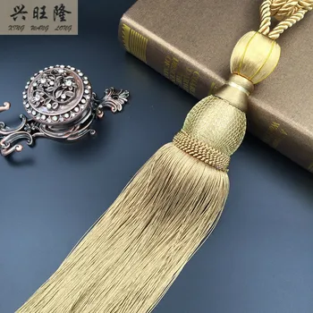 

XWL 1 Pair Gold Tennis Net Belt Hanging Balls Curtain Accessories Window Decor Strap Tassel Fringes Tiebacks Buckle Lashing Bind