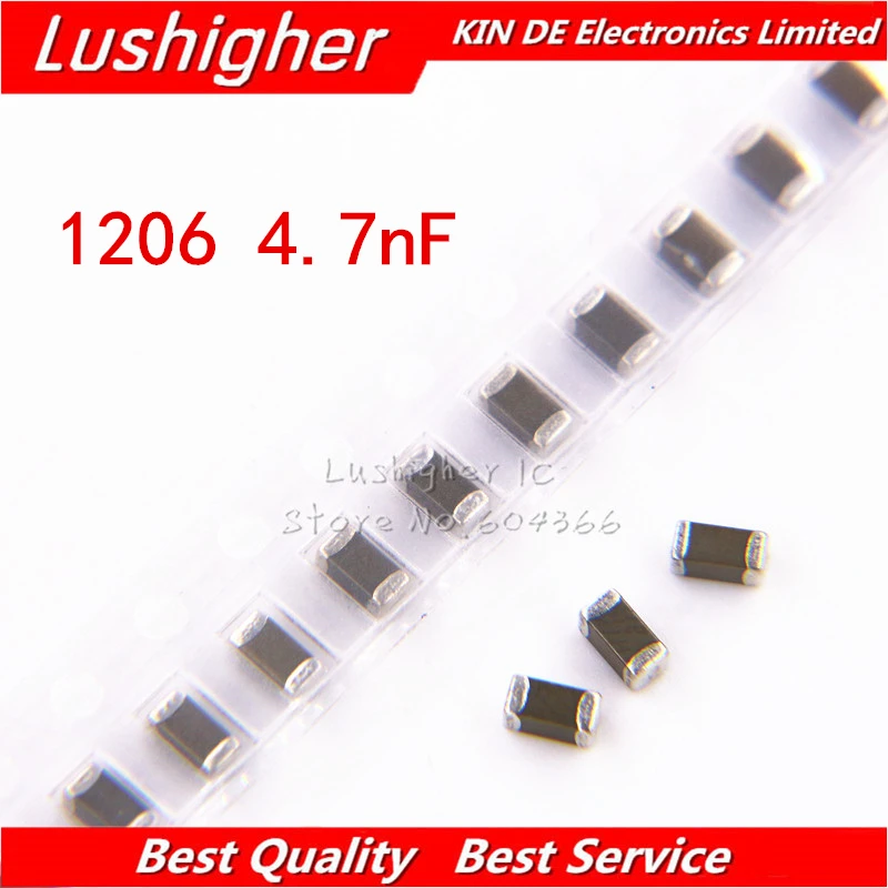 100pcs 1206 4.7nF 4700pf 472K 100V X7R Error 10% SMD Ceramic Capacitor MLCC | Электронные компоненты и