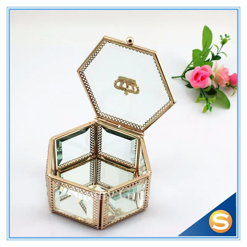 Gold color glass jewelry box (4)