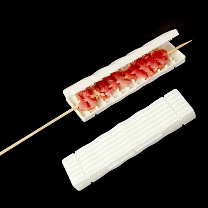 Hot BBQ Tool 2pcs Mini 6.3'' Barbecue Skewers Maker Meat string Skewer Maker Beef Pork Churrasco Shish Kebab Meat Skewer Machine