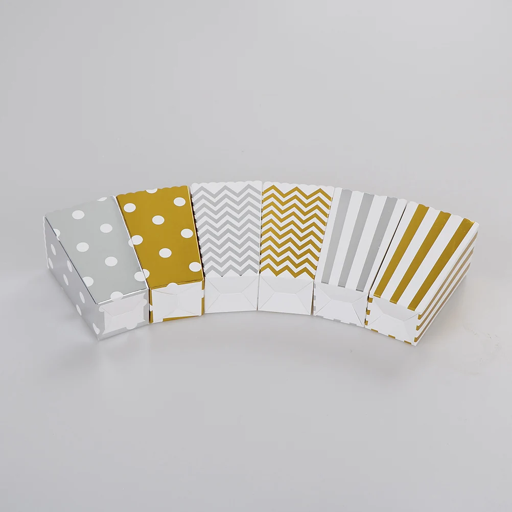 

12pcs New Wedding Birthday Movie Party Tableware Gold/Silver stiff paper Party Popcorn Boxes Pop Corn Candy/Sanck Favor Bags