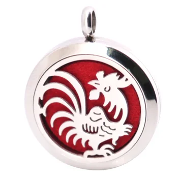 

10pcs Cock Aromatherapy Essential Oil Surgical Stainless Steel Pendant Necklace Perfume Diffuser Locket with Felt Pdas