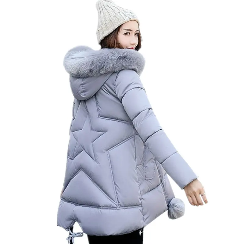 

Womens Winter Jackets Fake Fur A-Line Coats Thick Warm Hooded Cotton Padded Parkas For Women Jacket Female Manteau Femme MZ1541