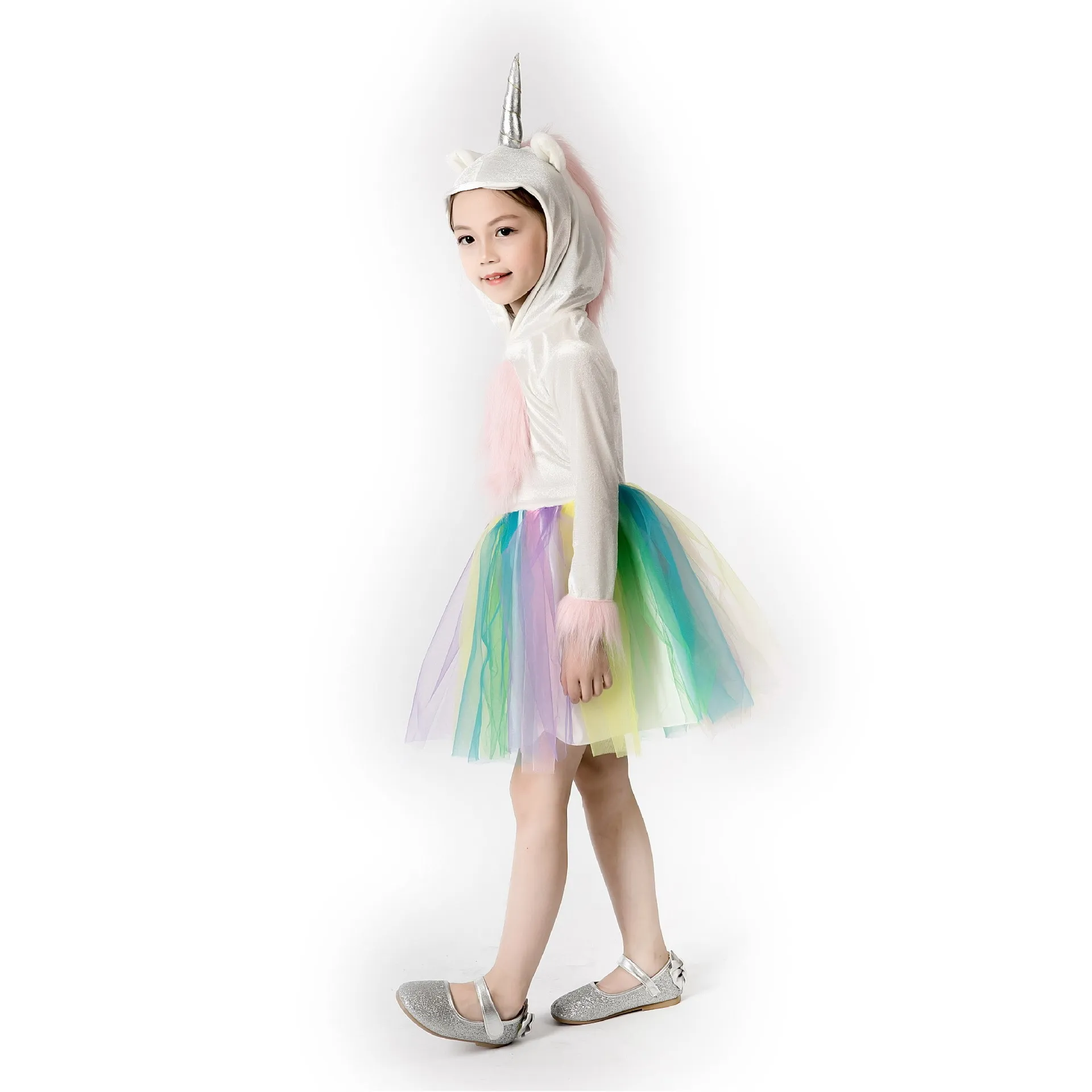Дети Девочка Радуга Цвет единорог с длинным рукавом Детское платье Toy Story платье Хэллоуин вечерние платье принцессы пачка Vestido Новый год