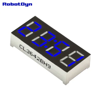 

5pcs = 4-Digit 7-segments LED Display tube, doubledot/clock, BLUE, disp. size 30x14mm, 0.36"