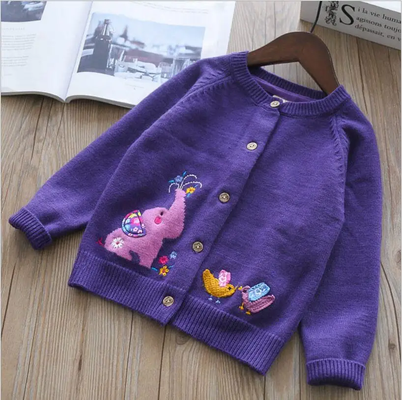 Kids Knitted Sweaters 2018 Fall Baby Cardigan Embroidery Princess
