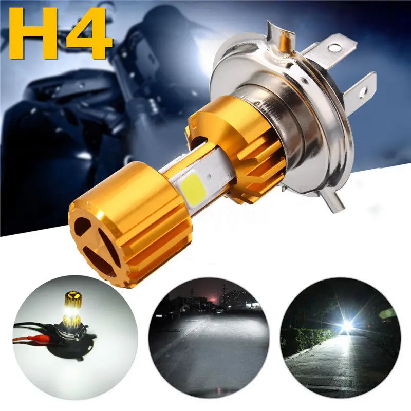 JX-LCLYL 1pc H4 COB LED Motorcycle Hi-Lo Beam Headlight Head Light Lamp Bulb 6500K