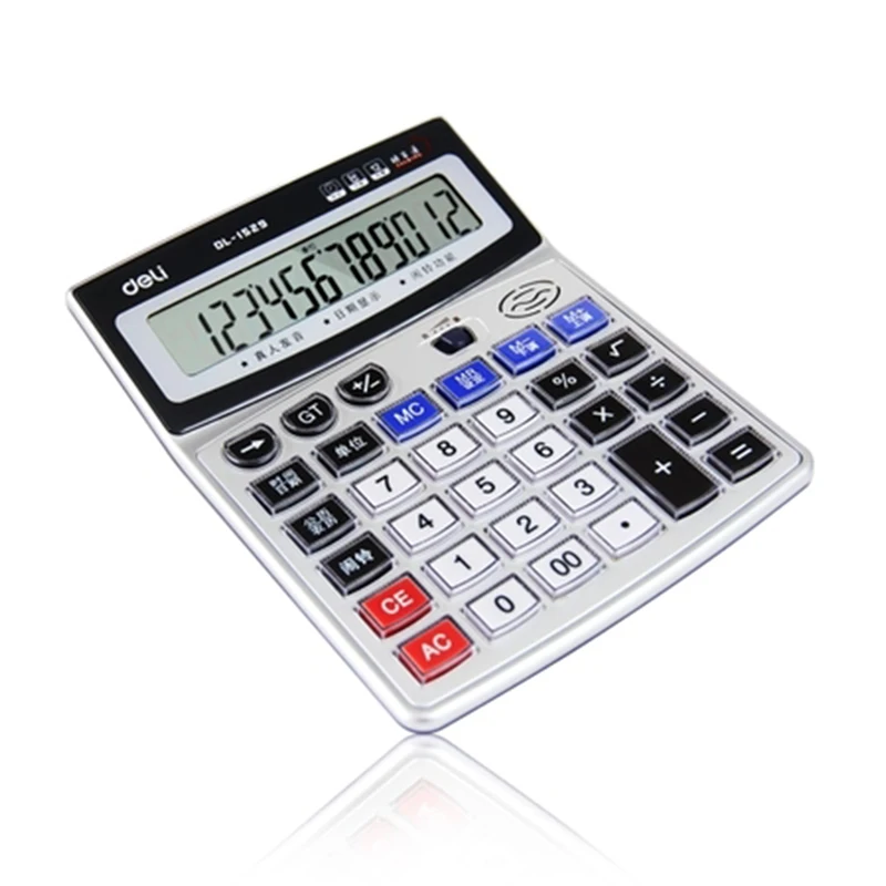 1 قطعة أصيلة ديلي 1529 الكريستال زر كبير صوت الكمبيوتر حاسبة 12 أرقام شاشة كبيرة مع ساعة