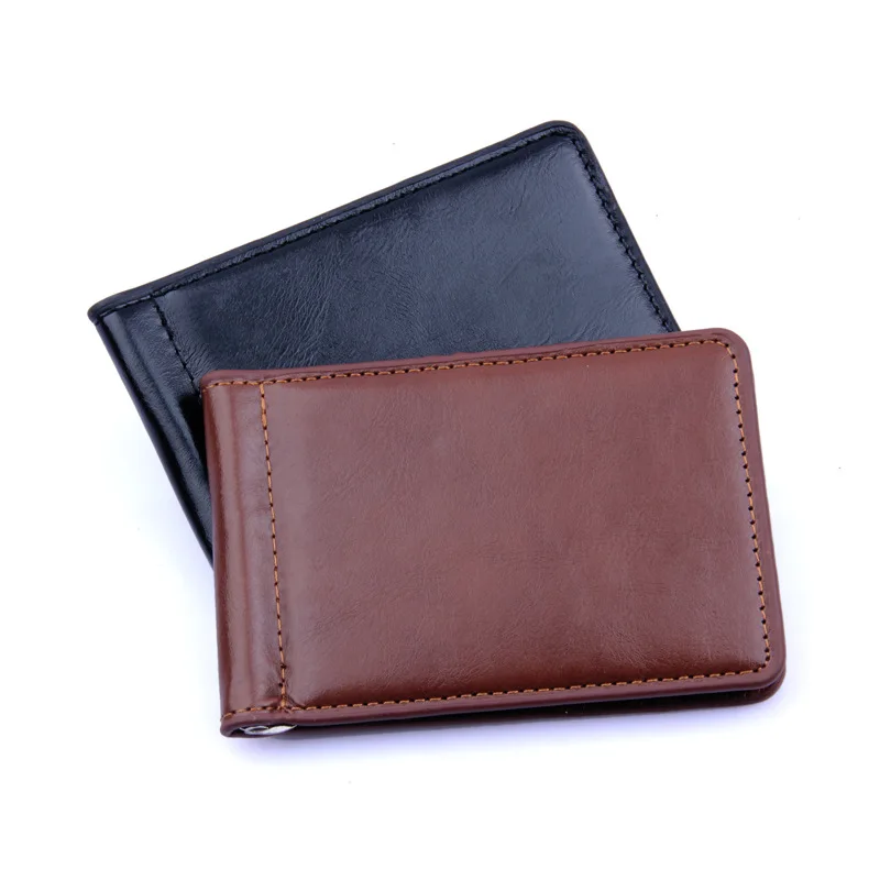 

2019 Fashion Solid Pu Leather Men Money Clip Wallet Male Coin Zipper Purses with Designer Cash Holder Card Cases Billfolds Bag
