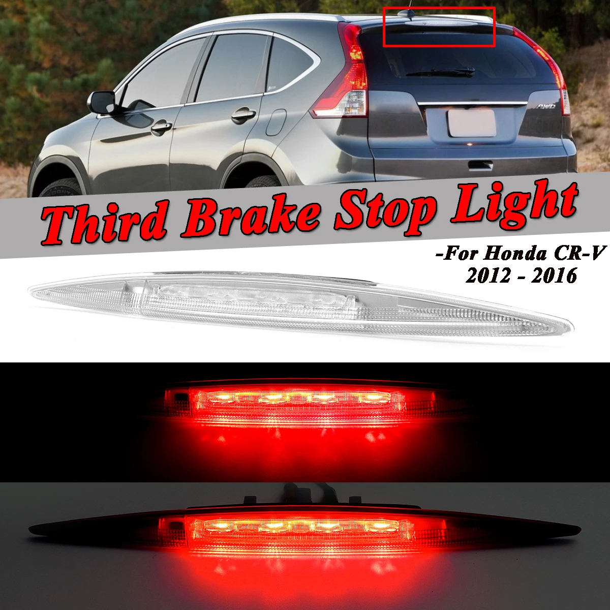 Белый/красный дымчатый высокопозиционный монтируемый Автомобильный задний третий тормозной светильник, 3-й задний светильник, стоп-сигнал для Honda CRV CR-V 2012