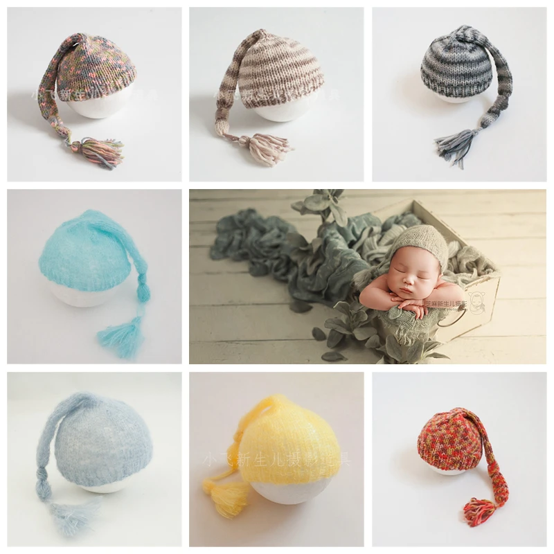Newborn Baby Photography Props Baby Wool Knitting Hats Color Fashion Posing Cap Infant Cute Photo Studio Accessories