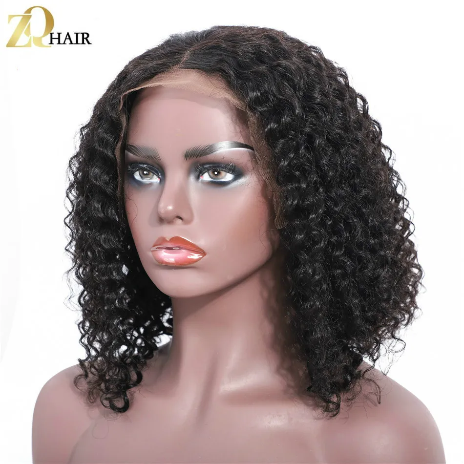 ZQ волосы боб парик фронта шнурка человеческих волос парики Кудрявые Вьющиеся 8-16