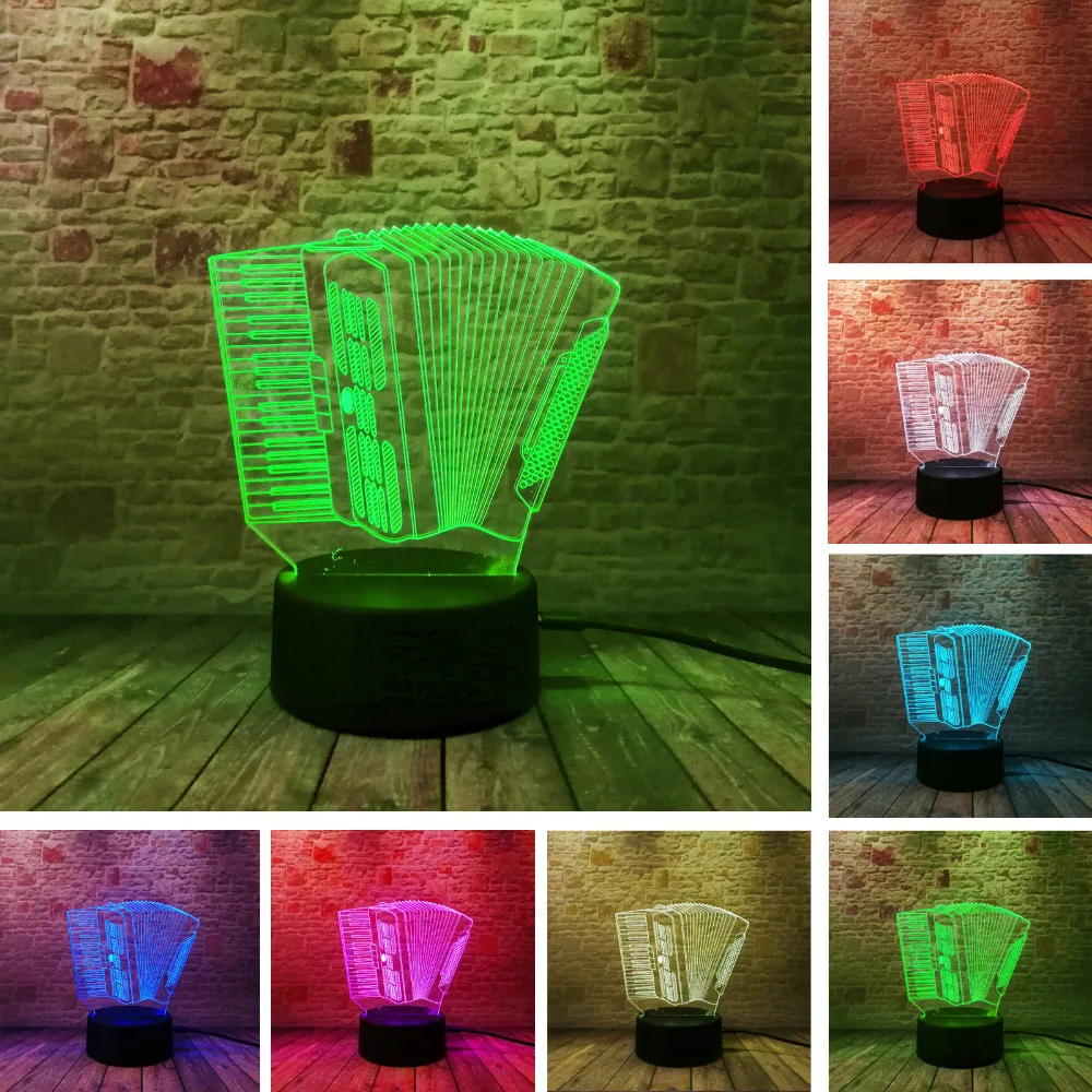 Fashion Accordion 3D Lamp Colorful Touch LED Visual Light Creative 3D Desk Bedroom Sleeping Lightin
