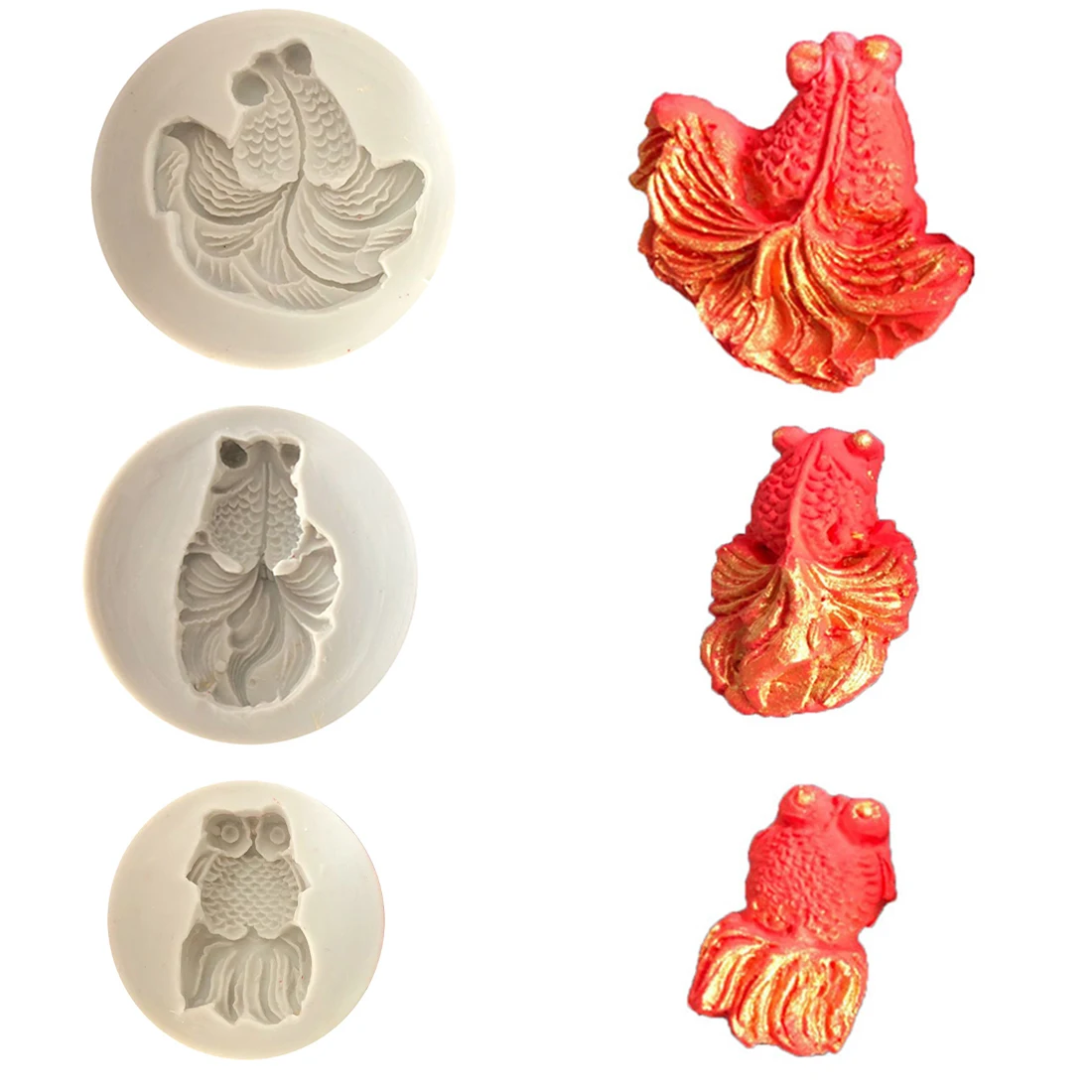 

Goldfish Shape Fish Sugarcraft Frame silicone mold fondant mold cake decorating tools chocolate gumpaste mold 3size