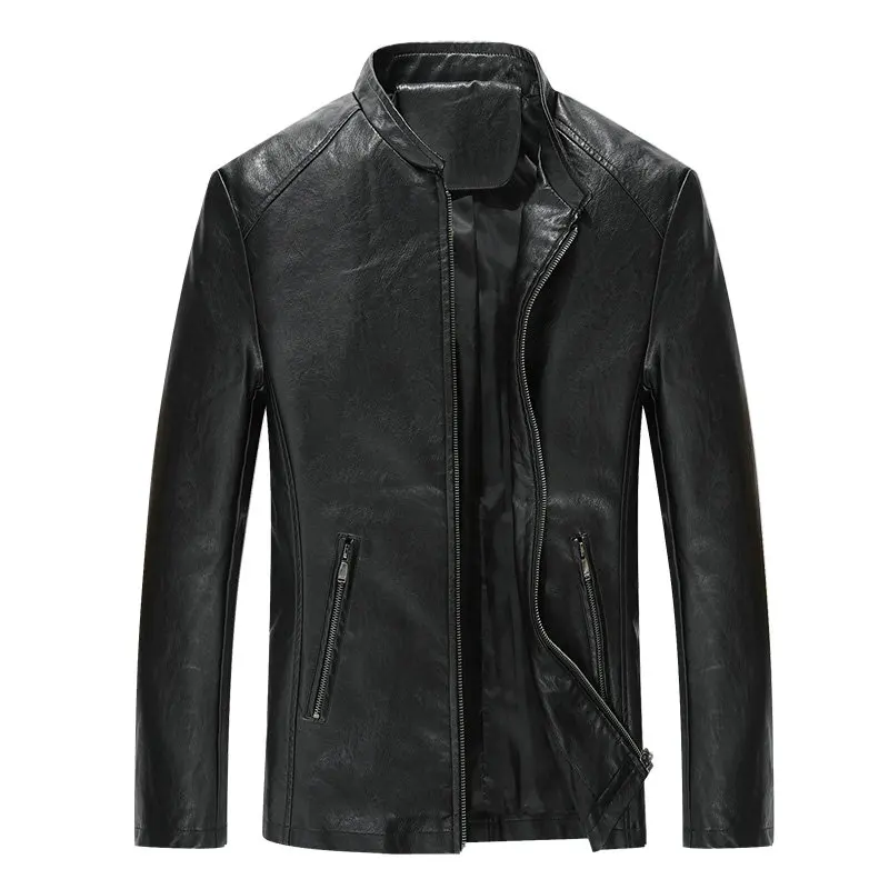 

drop shipping new autumn men leather jacket and coat fashion stand collar solid pu outwear AXP195