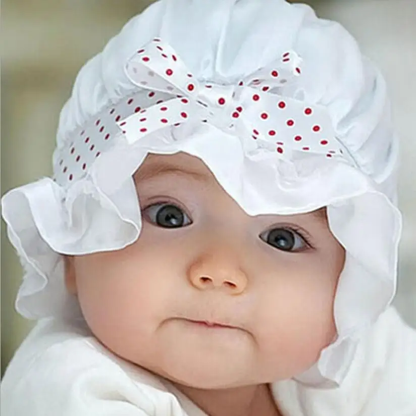 2017 Soft Silk Baby Hats Newborn Breathable Summer Sun Polka Dots ...