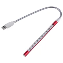 Новый мини Гибкий 10 светодиодов USB свет компьютер настольная лампа для тетрадь ноутбук Настольный ПК Клавиатура оптовая продажа