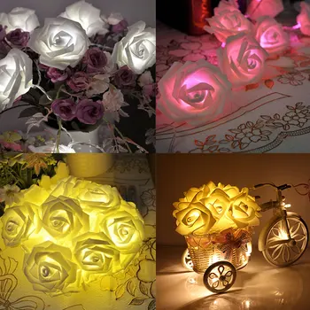 

Fashion 2M 20LED Bulb String Lights Rose Flower Fairy Led String For Wedding Garden Party Christmas Decoration AI88