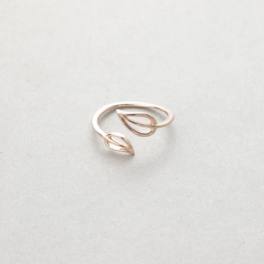 

Minimalist Double Leaf Rings Silver Gold Color Adjustable Midi Finger Ring For Women Fashion Jewelry Bague Femme Gifts Anillos