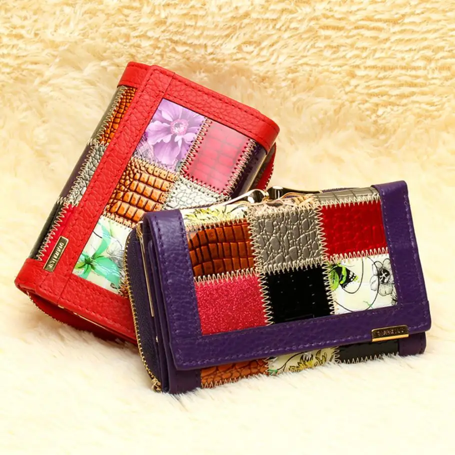 Womens Leather Wallets Coin Pocket Female Clutch Travel Wallet 2018